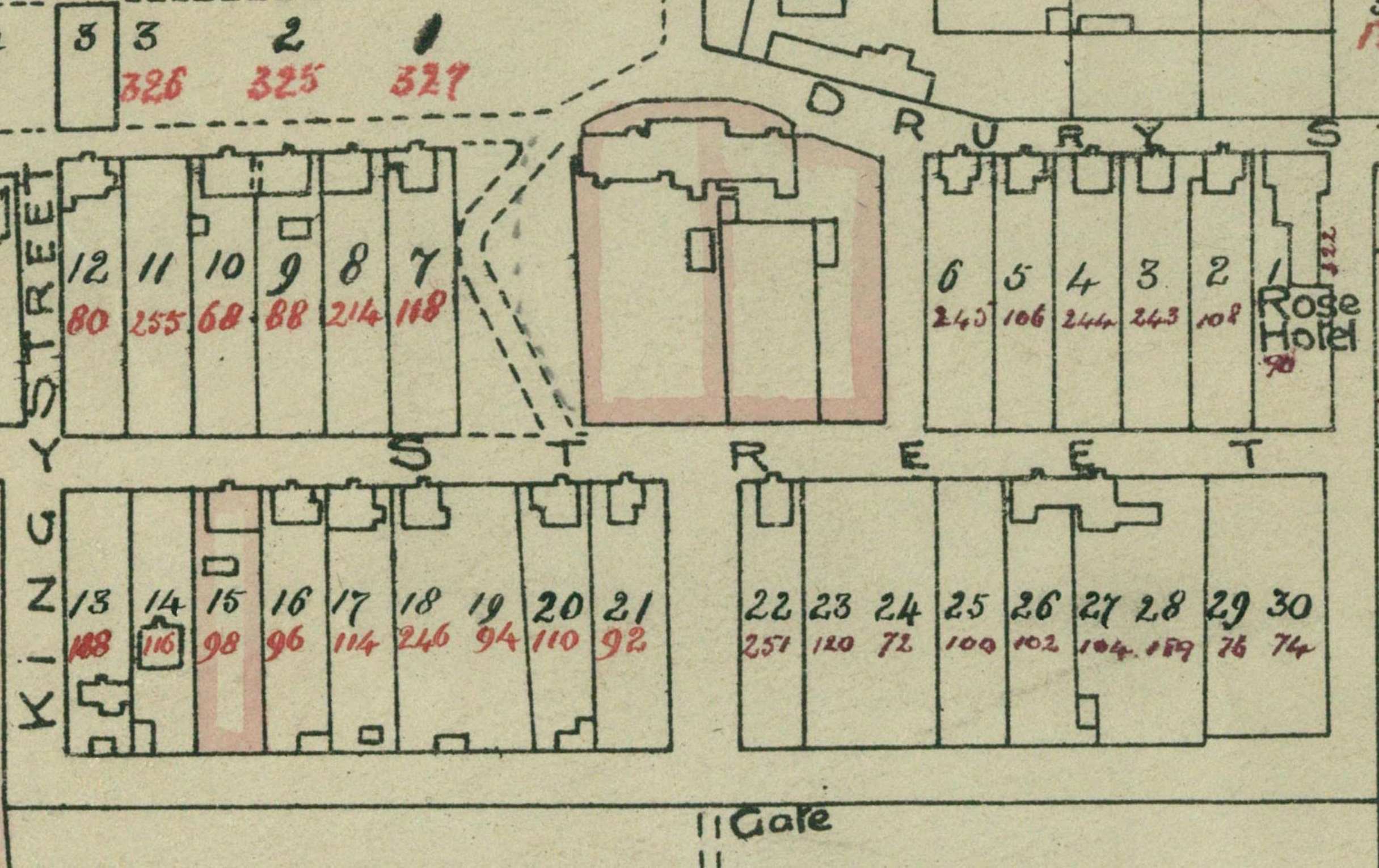 Drury Street and Pioneer Row 1923 Crown Grant Map